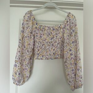 Floral long sleeve crop top